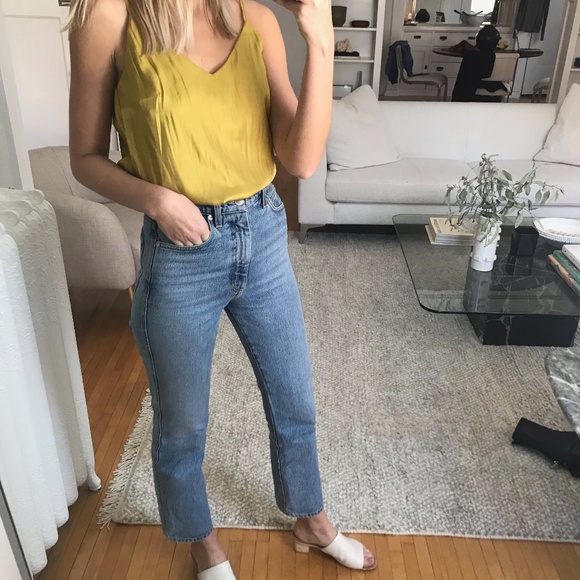 yellow satin cami